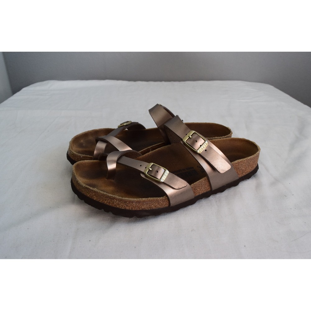 Birkenstock Mayari Sandals 40 Copper Metallic Toe Loop Comfort Women Slides